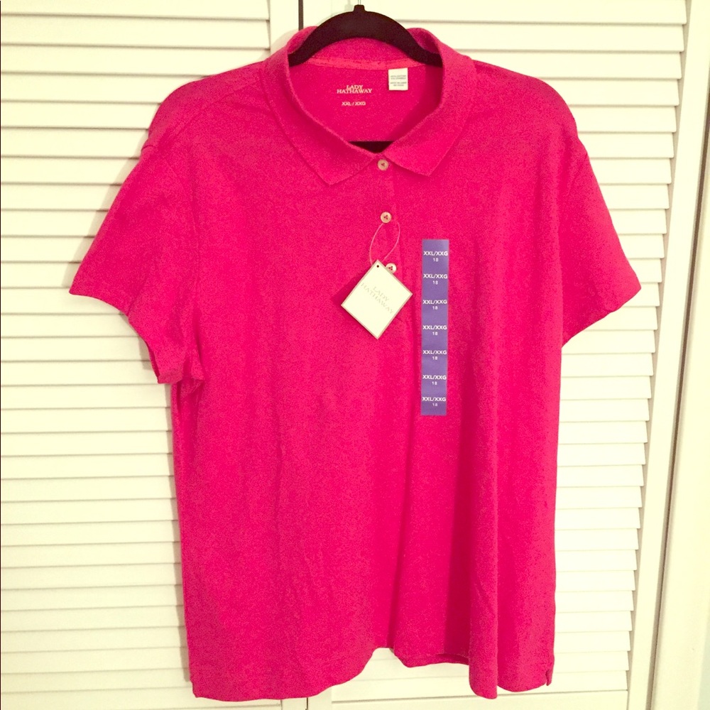 NWT Lady Hathaway Pink Classic Polo Shirt SZ XXL